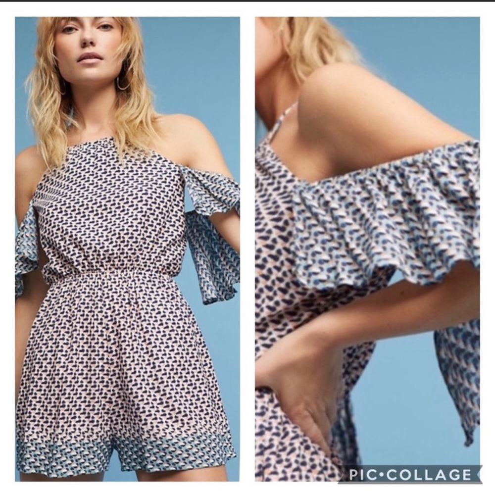 Anthropologie Off-the-Shoulder Ombré Shorts Romper